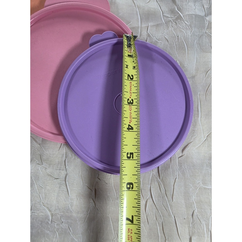 Lot Of 5- Tupperware Lids Replacement Green Pink Blue Purple Butterfly Tab - Picture 2 of 6